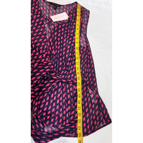 Banana Republic Factory Mock Wrap Sleeveless Top Size M Petite Sheer Pink Blue - Picture 7 of 10